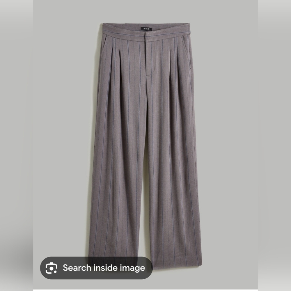 Madewell HARLOW WIDE LEG Gray Striped Dress Pants